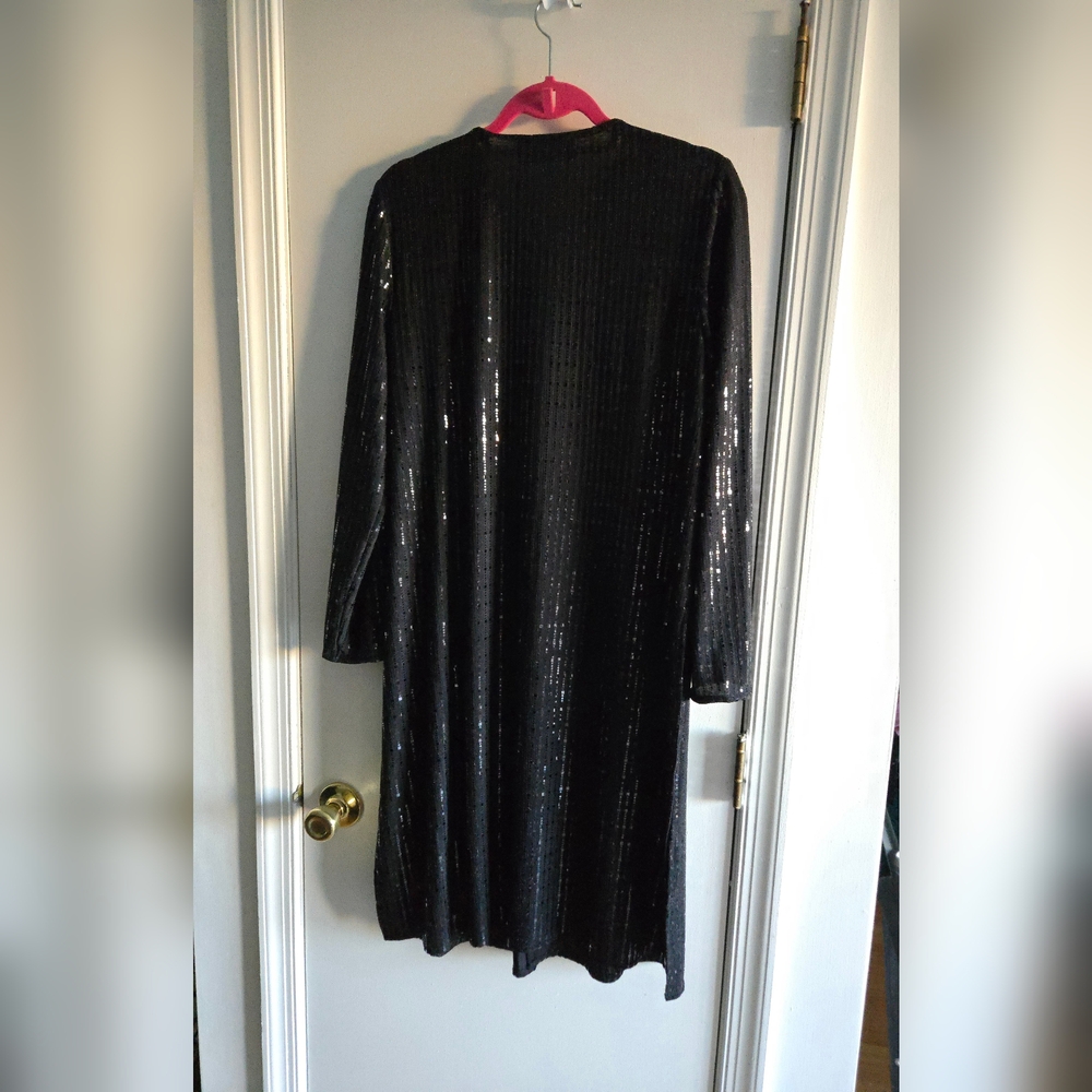 NWT Elegant Black Sequin Long Cardigan - Picture 8 of 11